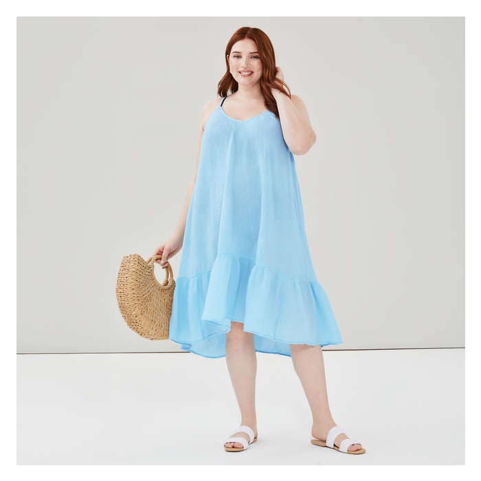 Aux Femmes Robe trapèze cache-maillot de bain Femmes+ - Bleu Pastel